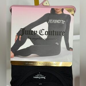 Juicy Couture Black Long Sleeve Top & Legging Set Size L Rhinestone Juicy Design